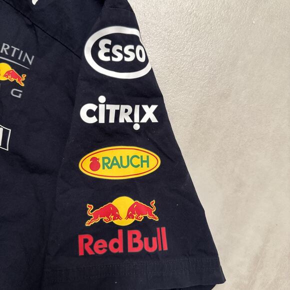 Puma Red Bull F1 Racing Aston Martin Full Button Down Polo Shirt Men's Medium - Picture 9 of 16
